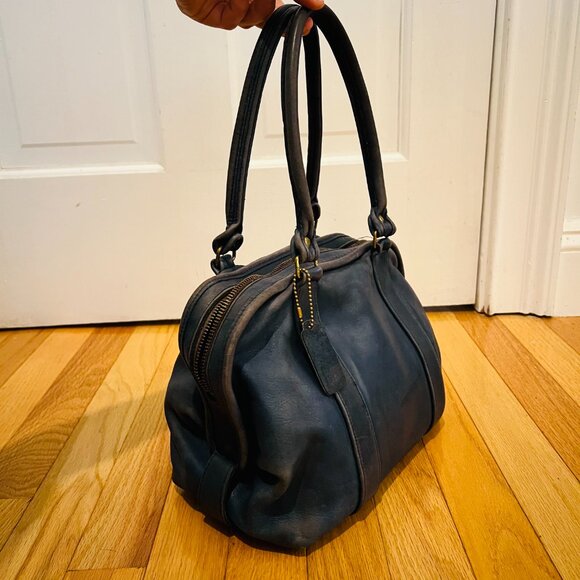 Vintage Coach 80’s Made in the USA Soft Navy Leather Satchel Doctor Bag - Picture 10 of 16